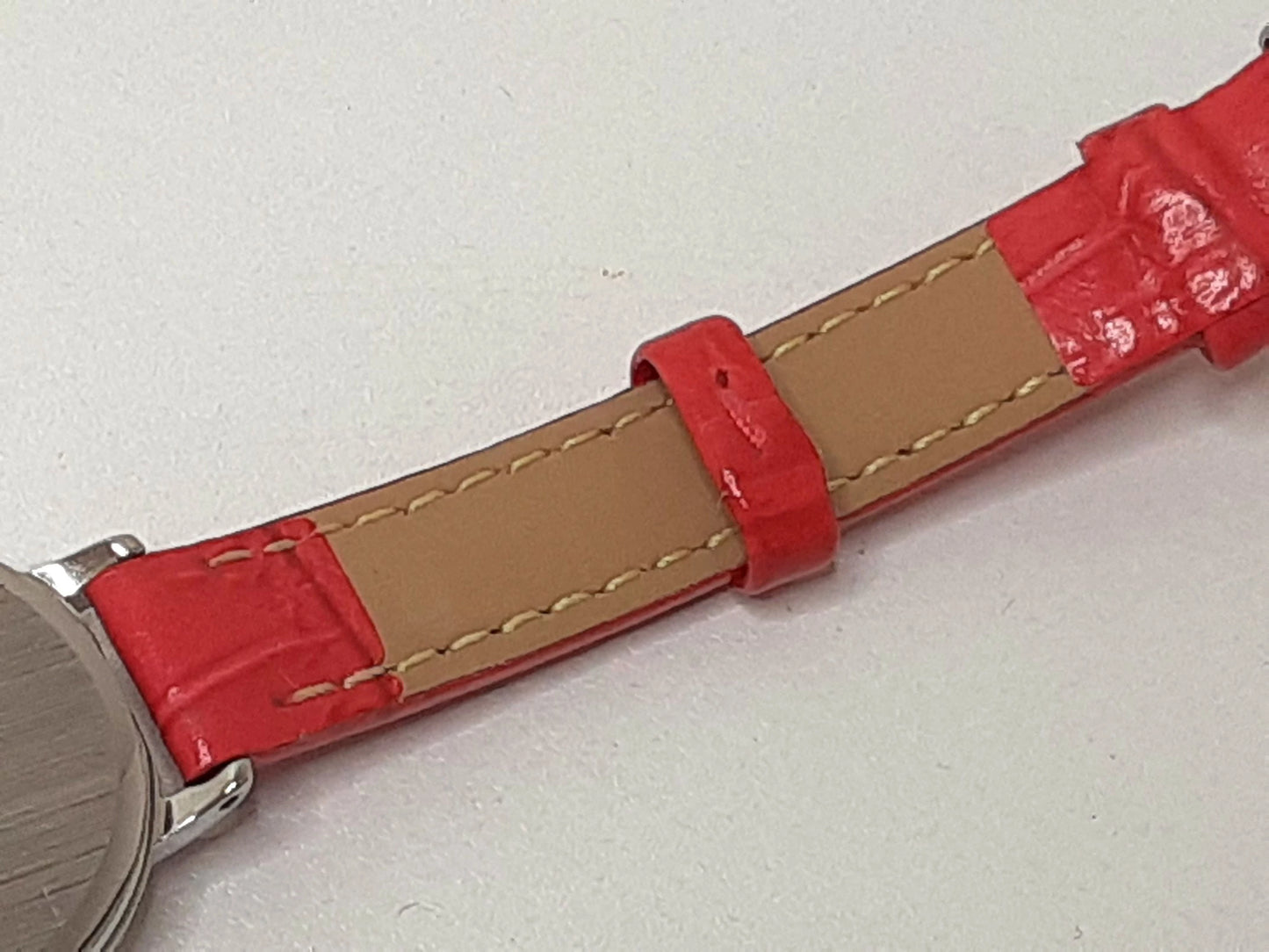 セイコー SEIKO アルバ アンジェーヌ レディース 腕時計 デイト VJ22-KPY0 ホワイト シルバー レッド 赤 SS レザー ブレス アナログ QZ ウォッチ ALBA ingenu  【中古】【送料無料】 ht5459