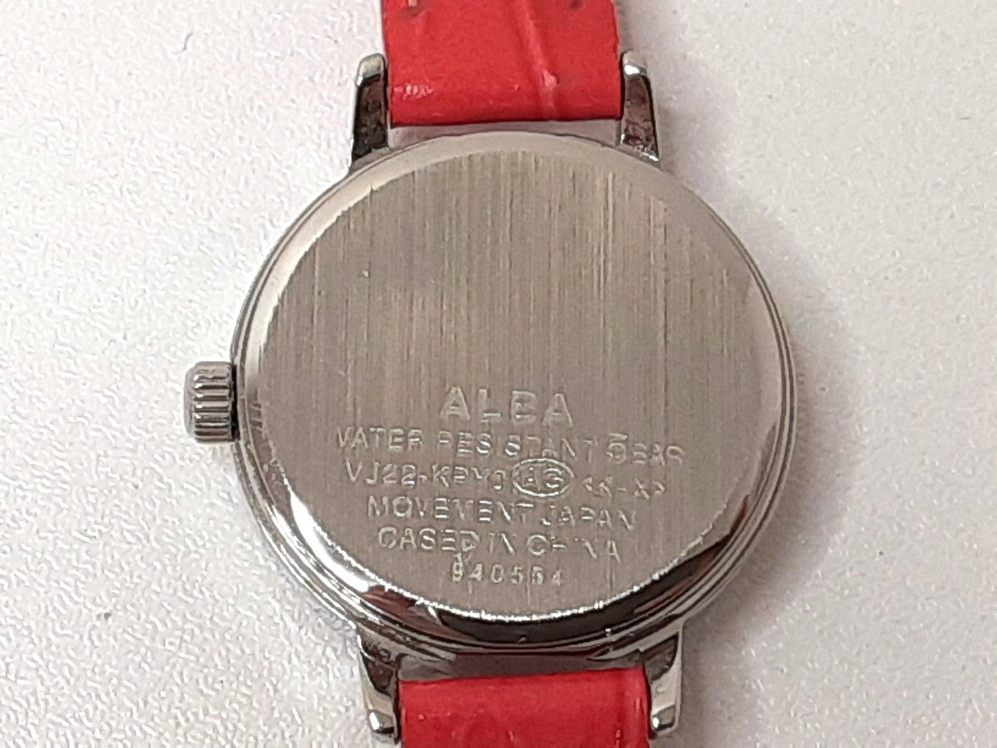 セイコー SEIKO アルバ アンジェーヌ レディース 腕時計 デイト VJ22-KPY0 ホワイト シルバー レッド 赤 SS レザー ブレス アナログ QZ ウォッチ ALBA ingenu  【中古】【送料無料】 ht5459