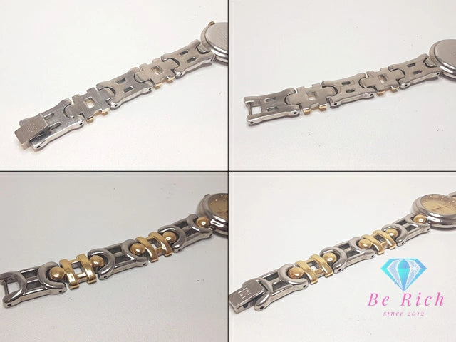 ジバンシィ GIVENCHY レディース 腕時計 D.A.L.90 ゴールド シルバー SS GP ブレス ロゴ アナログ クォーツ QZ ウォッチ 【中古】【送料無料】 ht5465