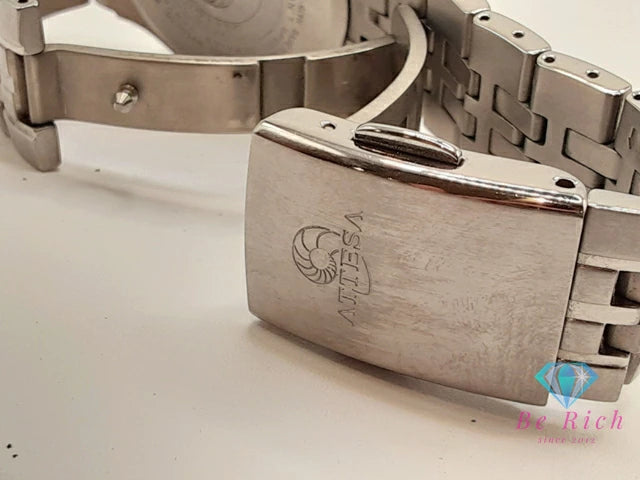 シチズン CITIZEN アテッサ エコ ドライブ 電波 ソーラー メンズ 腕時計 デイト H415-T008631 紺 ネイビー シルバー チタン チタニウム ブレス アナログ クォーツ QZ ウォッチ Eco Drive ATTESA  【中古】【送料無料】 ht5468