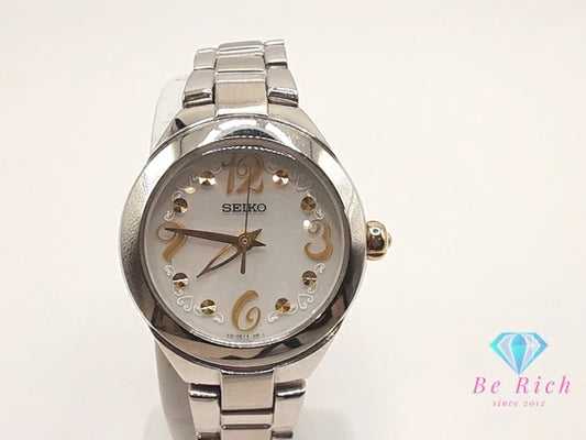 セイコー SEIKO ソーラー レディース 腕時計 V111-0CC0 白 ホワイト シルバー SS ブレス アナログ クオーツ QZ ウォッチ 【中古】【送料無料】 ht5483