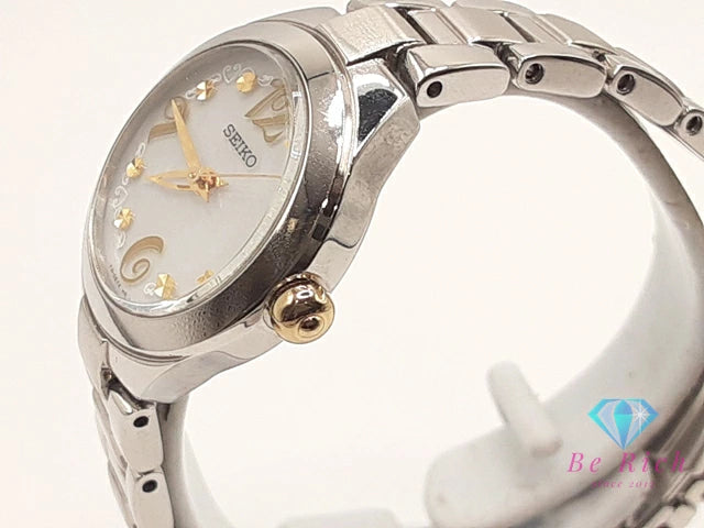 セイコー SEIKO ソーラー レディース 腕時計 V111-0CC0 白 ホワイト シルバー SS ブレス アナログ クオーツ QZ ウォッチ 【中古】【送料無料】 ht5483