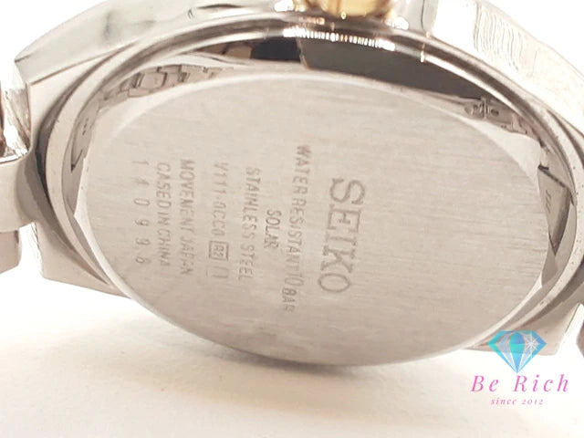 セイコー SEIKO ソーラー レディース 腕時計 V111-0CC0 白 ホワイト シルバー SS ブレス アナログ クオーツ QZ ウォッチ 【中古】【送料無料】 ht5483