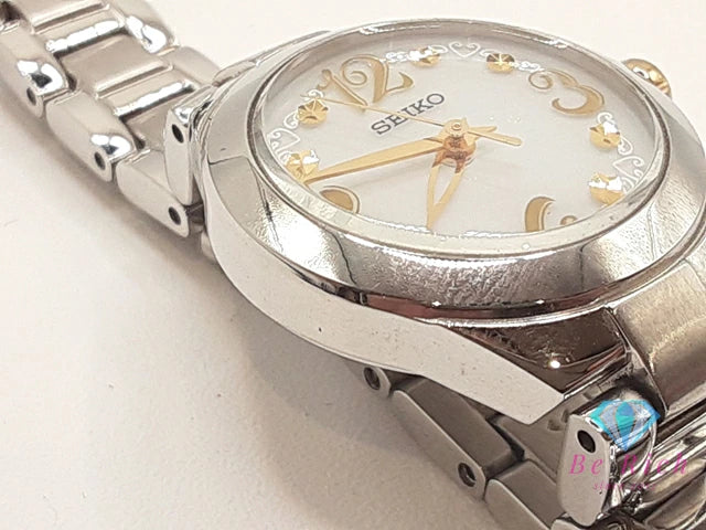 セイコー SEIKO ソーラー レディース 腕時計 V111-0CC0 白 ホワイト シルバー SS ブレス アナログ クオーツ QZ ウォッチ 【中古】【送料無料】 ht5483