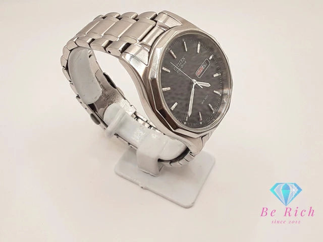 シチズン CITIZEN エコ ドライブ メンズ 腕時計 デイデイト E101-S053412 ソーラー 黒 ブラック シルバー SS ブレス アナログ クォーツ QZ ウォッチ Eco Drive  【中古】【送料無料】 ht5458