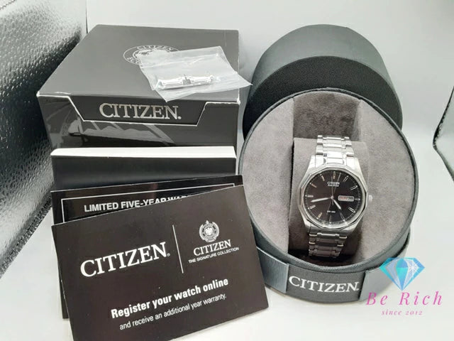 シチズン CITIZEN エコ ドライブ メンズ 腕時計 デイデイト E101-S053412 ソーラー 黒 ブラック シルバー SS ブレス アナログ クォーツ QZ ウォッチ Eco Drive  【中古】【送料無料】 ht5458