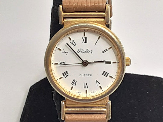 レロー RELOJ レディース 腕時計 白 ホワイト ベージュ SS 合成皮革 ブレス アナログ クォーツ QZ ウォッチ  【中古】【送料無料】 ht5510