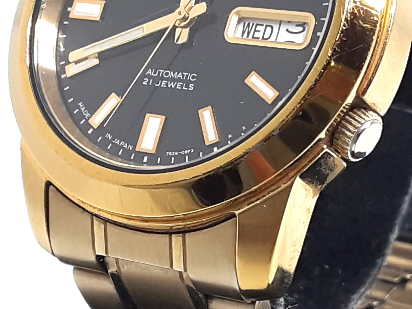 セイコー SEIKO ファイブ 5 SNKK22 7S26-02W0 自動巻き メンズ 腕時計 デイデイト 黒 ブラック ゴールド SS GP ブレス アナログ オートマ AT ウォッチ FIVE ヴィンテージ アンティーク 【中古】【送料無料】 ht5516