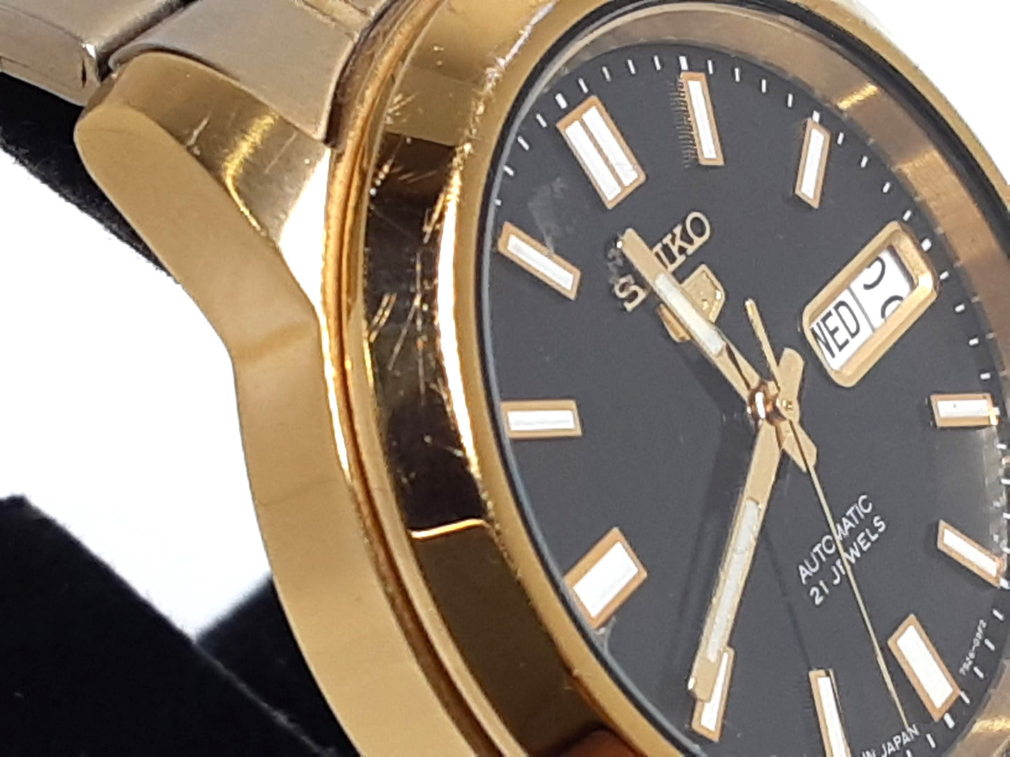 セイコー SEIKO ファイブ 5 SNKK22 7S26-02W0 自動巻き メンズ 腕時計 デイデイト 黒 ブラック ゴールド SS GP ブレス アナログ オートマ AT ウォッチ FIVE ヴィンテージ アンティーク 【中古】【送料無料】 ht5516