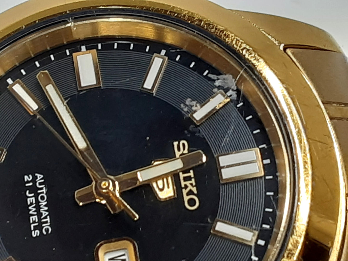 セイコー SEIKO ファイブ 5 SNKK22 7S26-02W0 自動巻き メンズ 腕時計 デイデイト 黒 ブラック ゴールド SS GP ブレス アナログ オートマ AT ウォッチ FIVE ヴィンテージ アンティーク 【中古】【送料無料】 ht5516