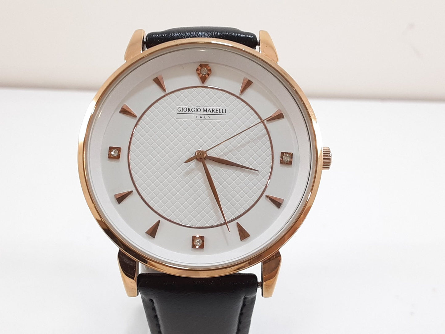 ジョルジョ マレリー GIORGIO MARELLI メンズ 腕時計 白 黒 ホワイト ブラック SS レザー アナログ クォーツ QZ ウォッチ 【中古】【送料無料】 ht5522