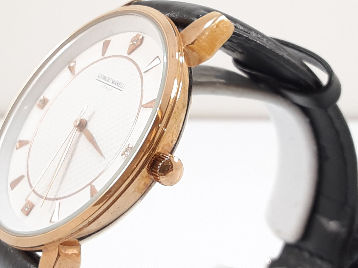 ジョルジョ マレリー GIORGIO MARELLI メンズ 腕時計 白 黒 ホワイト ブラック SS レザー アナログ クォーツ QZ ウォッチ 【中古】【送料無料】 ht5522