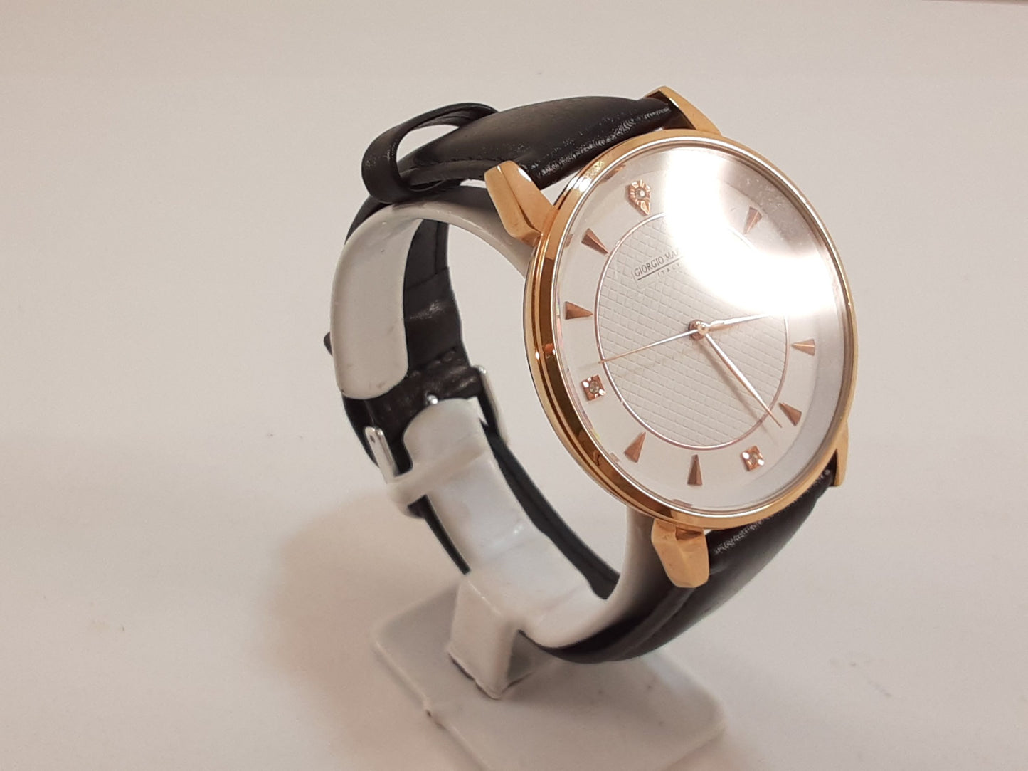 ジョルジョ マレリー GIORGIO MARELLI メンズ 腕時計 白 黒 ホワイト ブラック SS レザー アナログ クォーツ QZ ウォッチ 【中古】【送料無料】 ht5522