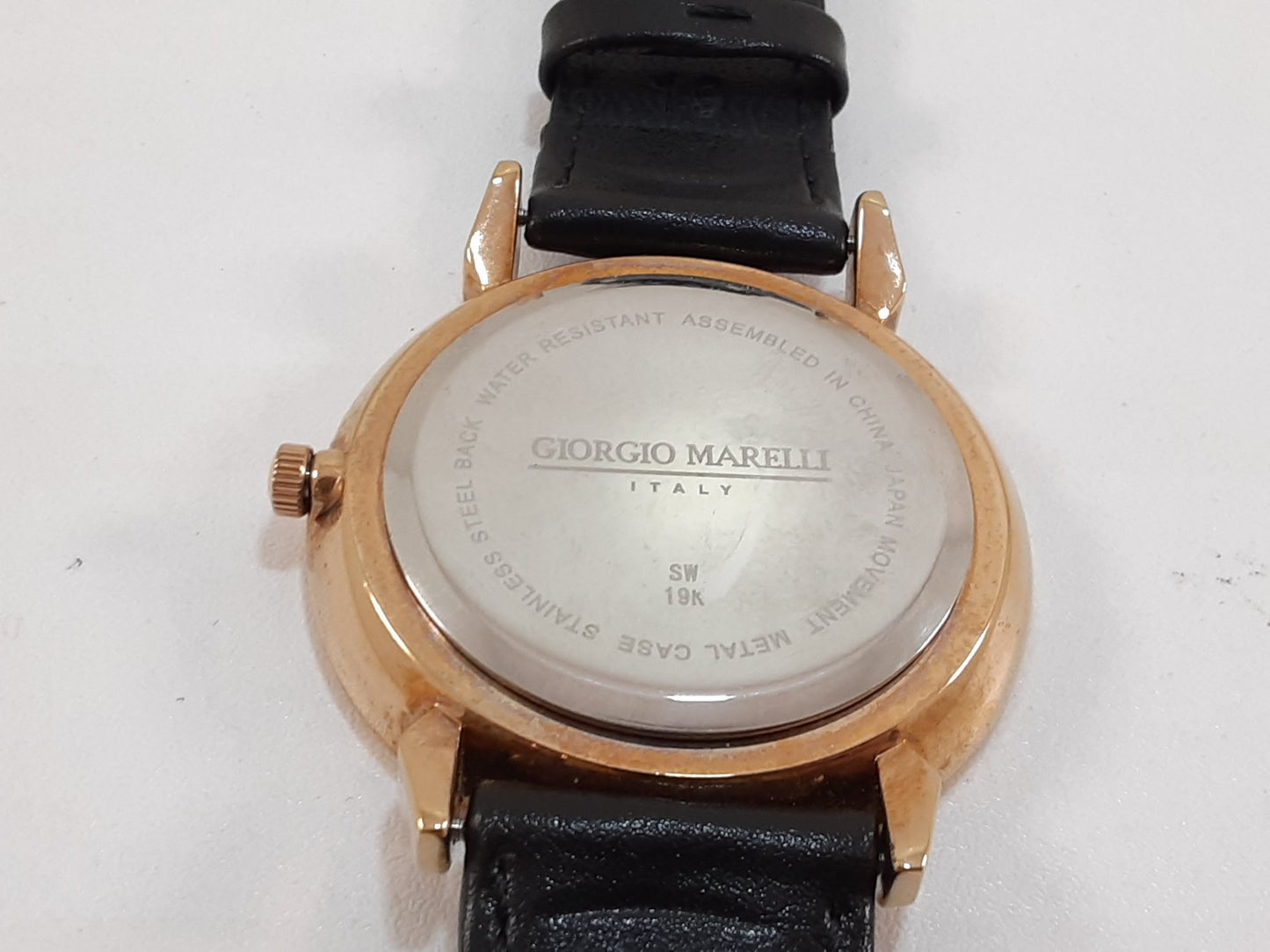 ジョルジョ マレリー GIORGIO MARELLI メンズ 腕時計 白 黒 ホワイト ブラック SS レザー アナログ クォーツ QZ ウォッチ 【中古】【送料無料】 ht5522