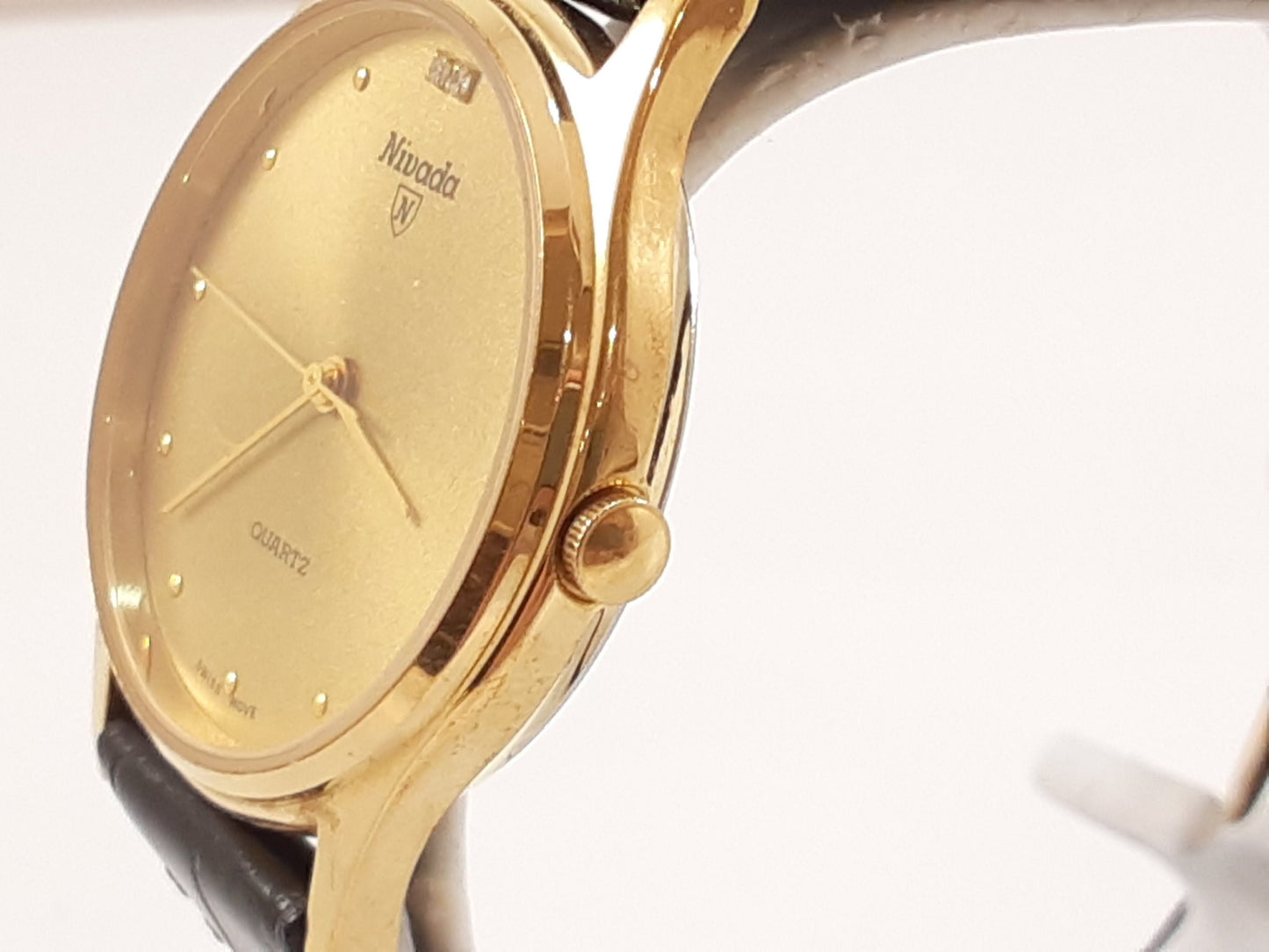 ニバダ Nivada ユニセックス ボーイズ 腕時計 N-94091M ゴールド ブラック 黒 SS レザー ブレス アナログ クォーツ QZ ウォッチ メンズ レディース 【中古】【送料無料】 ht5523