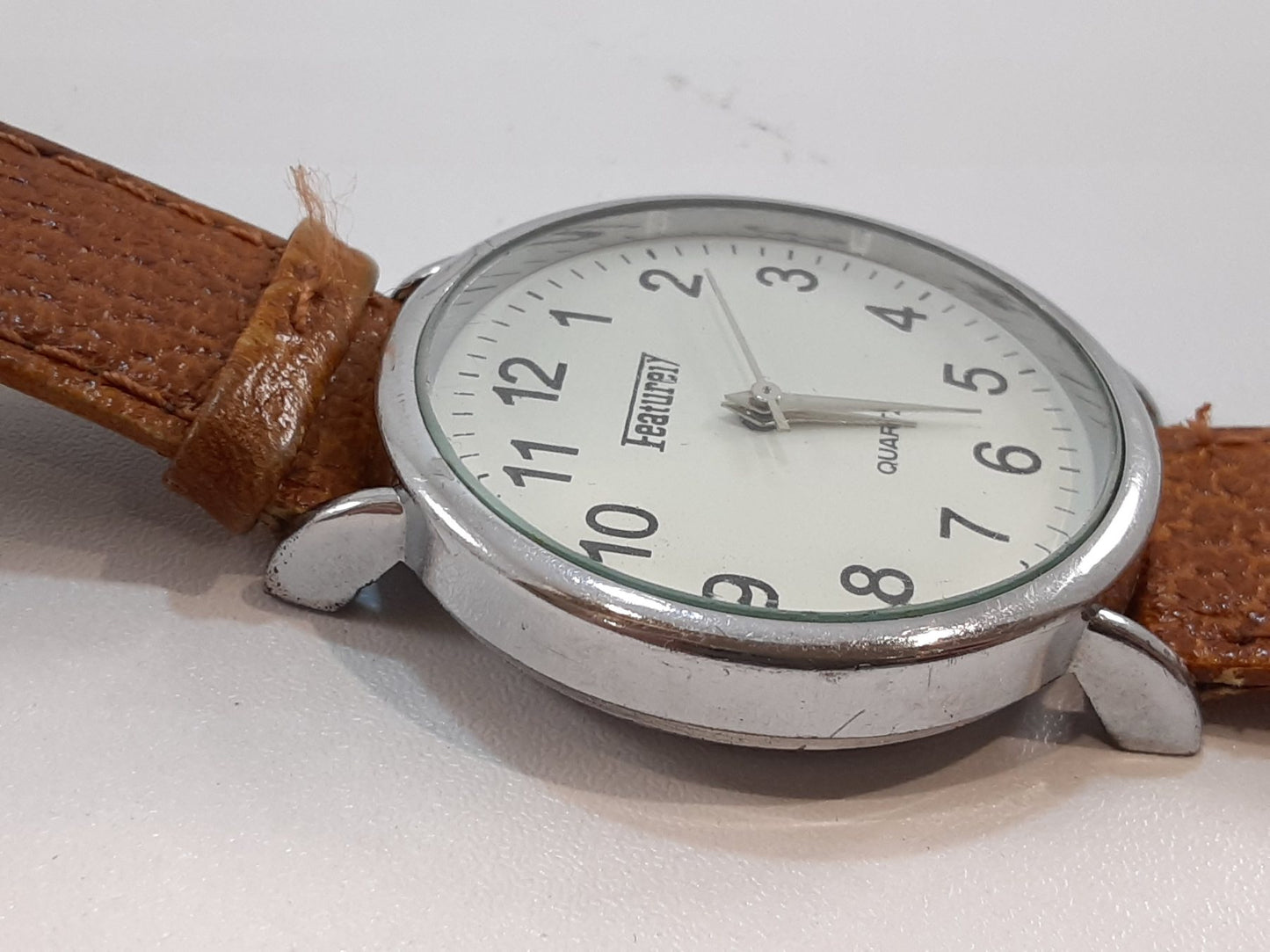 フィーチャリー Featurely メンズ 腕時計 白 茶 ホワイト ブラウン SS レザー ブレス アナログ クォーツ QZ ウォッチ 【中古】【送料無料】 ht5524