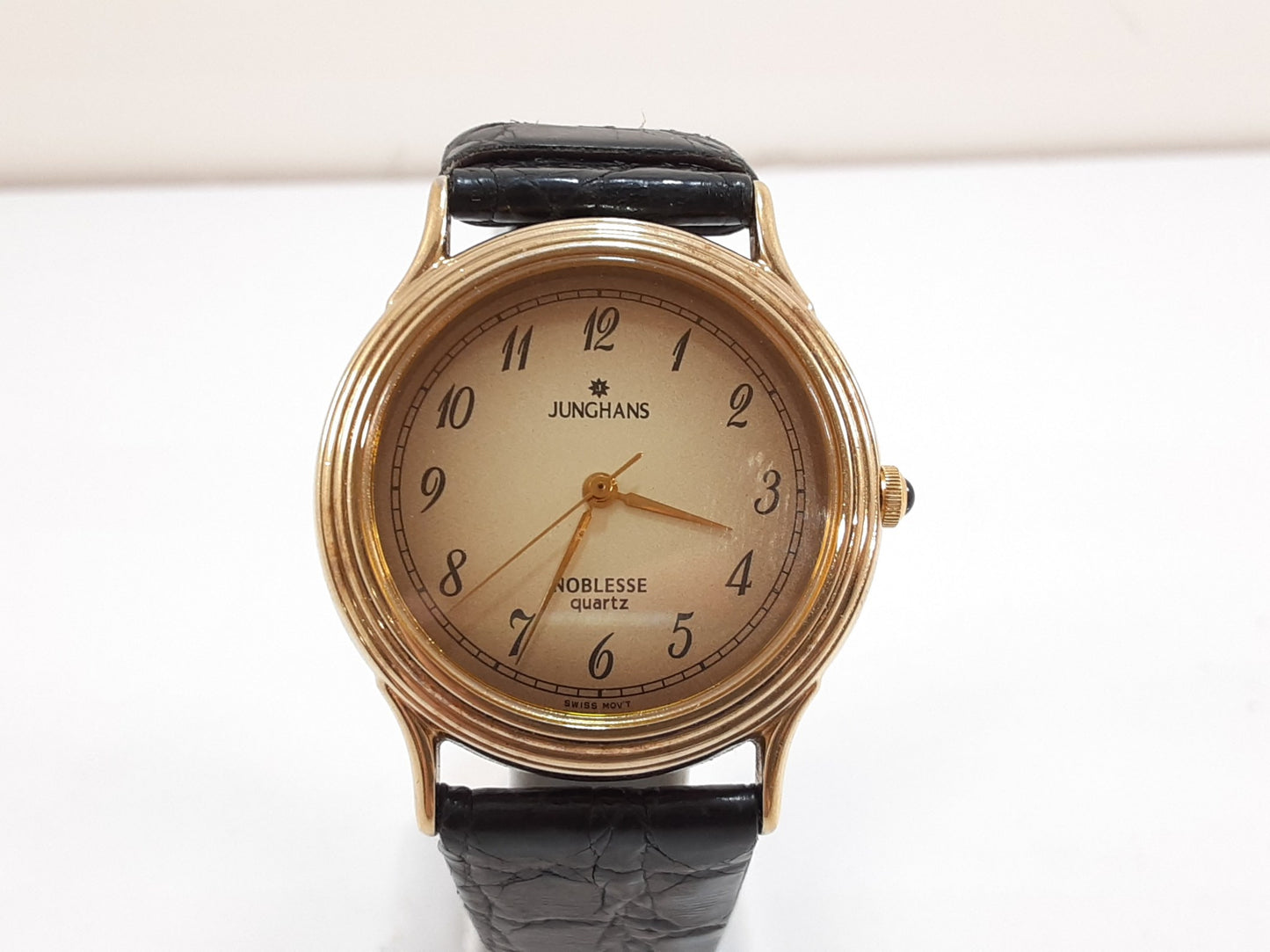 ユンハンス JUNGHANS ノブレス メンズ 腕時計 JN-107M 茶 ブラウン ブラック 黒 SS レザー ブレス アナログ クォーツ QZ ウォッチ NOBLESSE  【中古】【送料無料】 ht5527