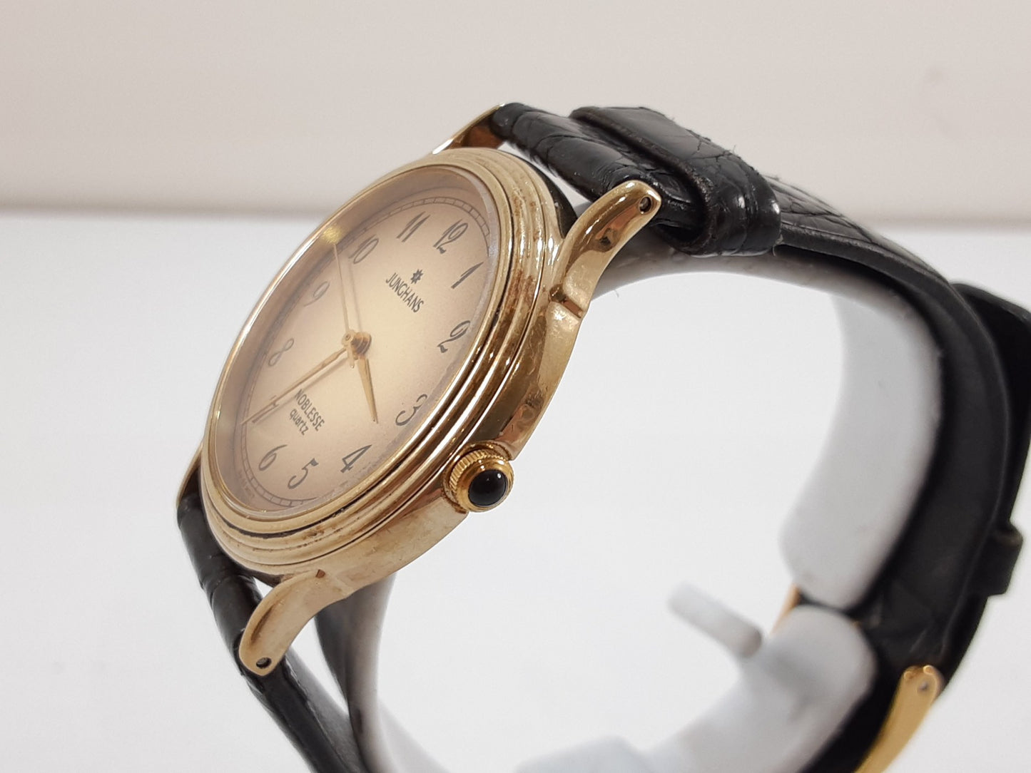 ユンハンス JUNGHANS ノブレス メンズ 腕時計 JN-107M 茶 ブラウン ブラック 黒 SS レザー ブレス アナログ クォーツ QZ ウォッチ NOBLESSE  【中古】【送料無料】 ht5527