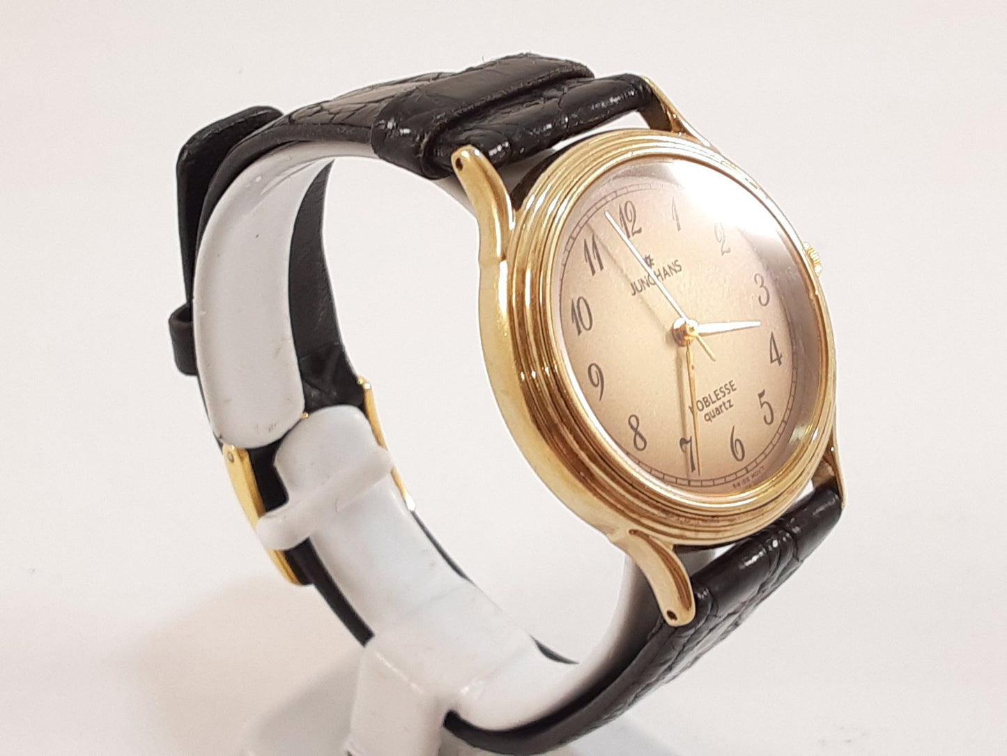 ユンハンス JUNGHANS ノブレス メンズ 腕時計 JN-107M 茶 ブラウン ブラック 黒 SS レザー ブレス アナログ クォーツ QZ ウォッチ NOBLESSE  【中古】【送料無料】 ht5527