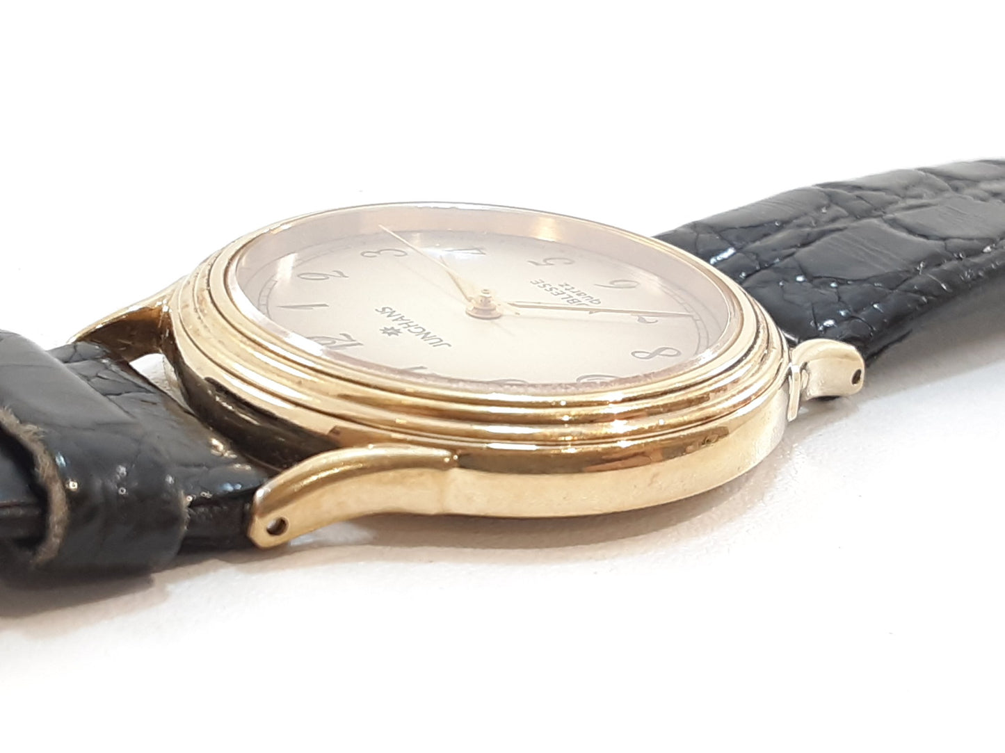 ユンハンス JUNGHANS ノブレス メンズ 腕時計 JN-107M 茶 ブラウン ブラック 黒 SS レザー ブレス アナログ クォーツ QZ ウォッチ NOBLESSE  【中古】【送料無料】 ht5527