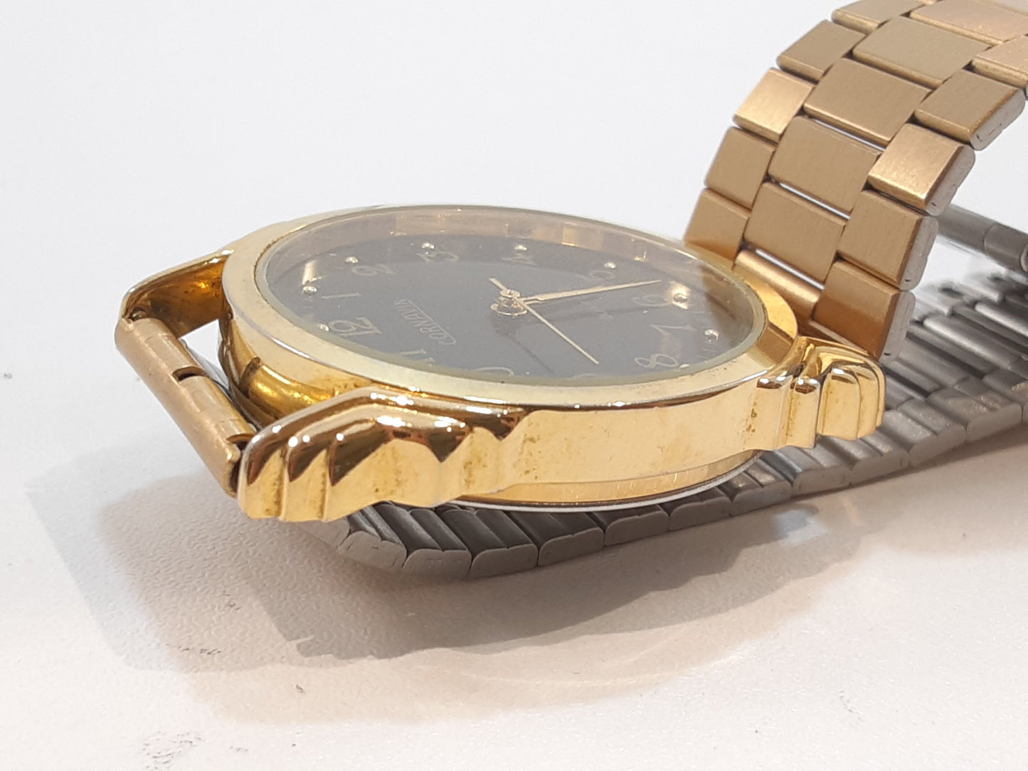 コルナビン CORNAVIN ユニセックス 腕時計 黒 ブラック ゴールド SS GP ブレス アナログ クォーツ QZ ウォッチ ボーイズ メンズ レディース 【中古】【送料無料】 ht5528