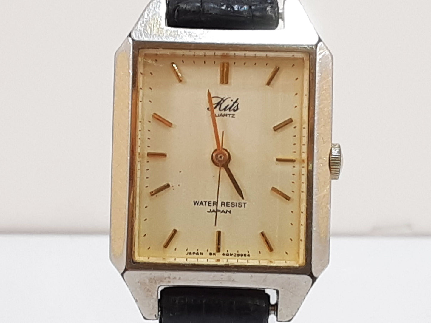 Kits レディース 腕時計 LG-0875 スクエア アイボリー ブラック 黒 SS レザー アナログ クォーツ QZ ウォッチ 【中古】【送料無料】 ht5545