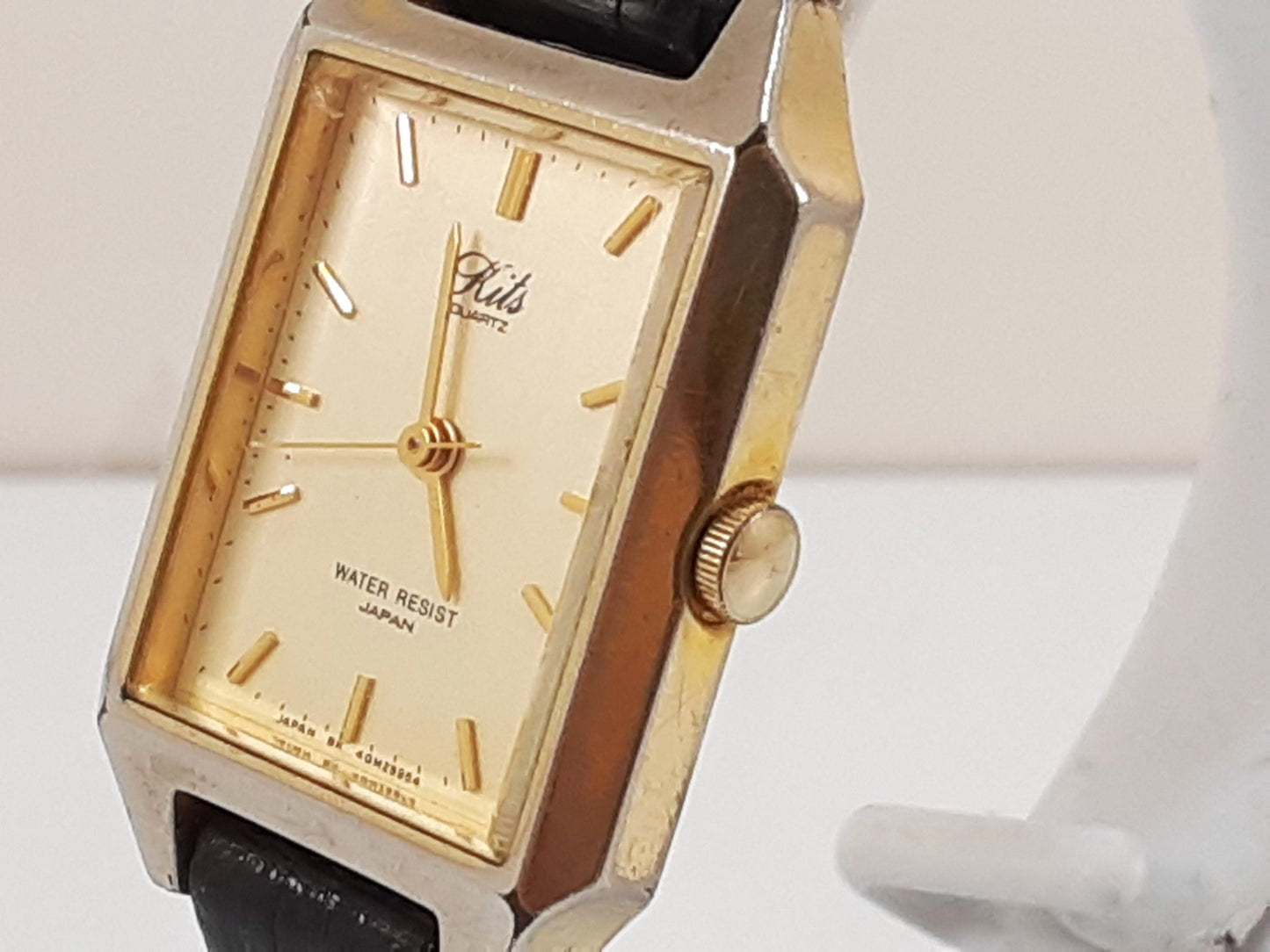 Kits レディース 腕時計 LG-0875 スクエア アイボリー ブラック 黒 SS レザー アナログ クォーツ QZ ウォッチ 【中古】【送料無料】 ht5545