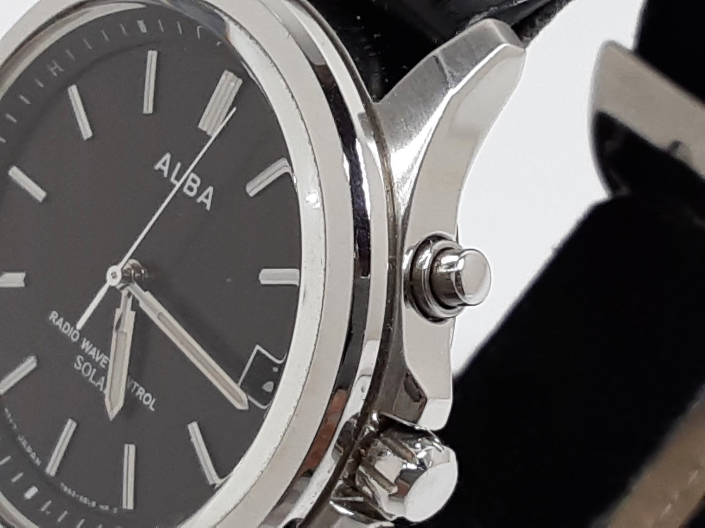 セイコー SEIKO アルバ ソーラー 電波 メンズ 腕時計 デイト 7B52-0AT0 黒 ブラック シルバー SS ブレス アナログ クォーツ QZ  ウォッチ ALBA 【中古】【送料無料】 ht5548