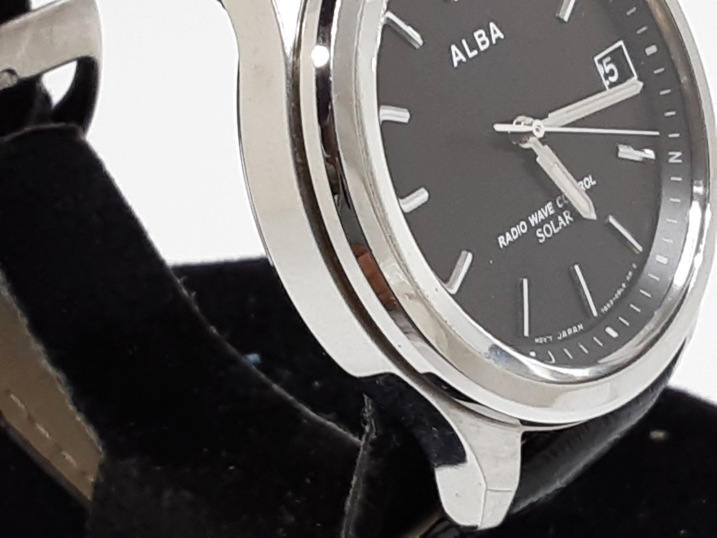 セイコー SEIKO アルバ ソーラー 電波 メンズ 腕時計 デイト 7B52-0AT0 黒 ブラック シルバー SS ブレス アナログ クォーツ QZ  ウォッチ ALBA 【中古】【送料無料】 ht5548