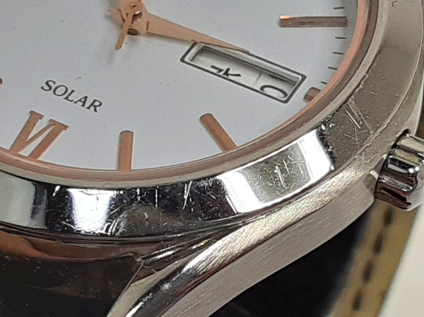 セイコー SEIKO ソーラー メンズ 腕時計 デイデイト V158-0BA0 白 ホワイト ブラック 黒 SS レザー ブレス アナログ クォーツ QZ  ウォッチ  【中古】【送料無料】 ht5549