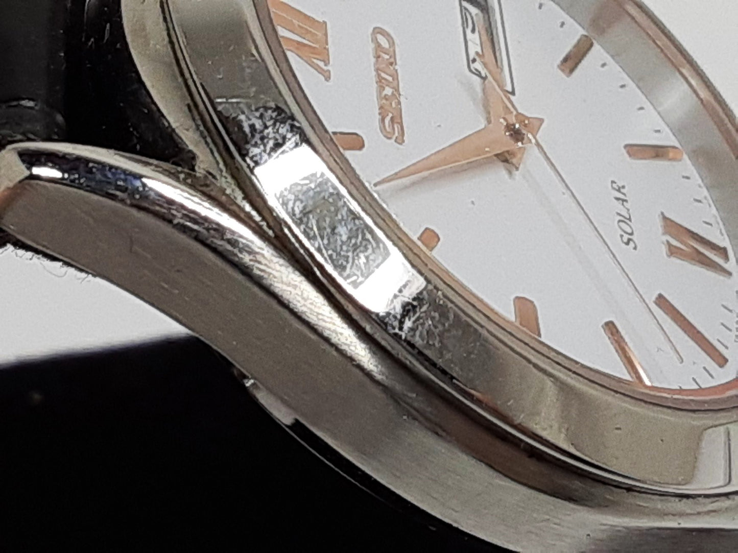 セイコー SEIKO ソーラー メンズ 腕時計 デイデイト V158-0BA0 白 ホワイト ブラック 黒 SS レザー ブレス アナログ クォーツ QZ  ウォッチ  【中古】【送料無料】 ht5549