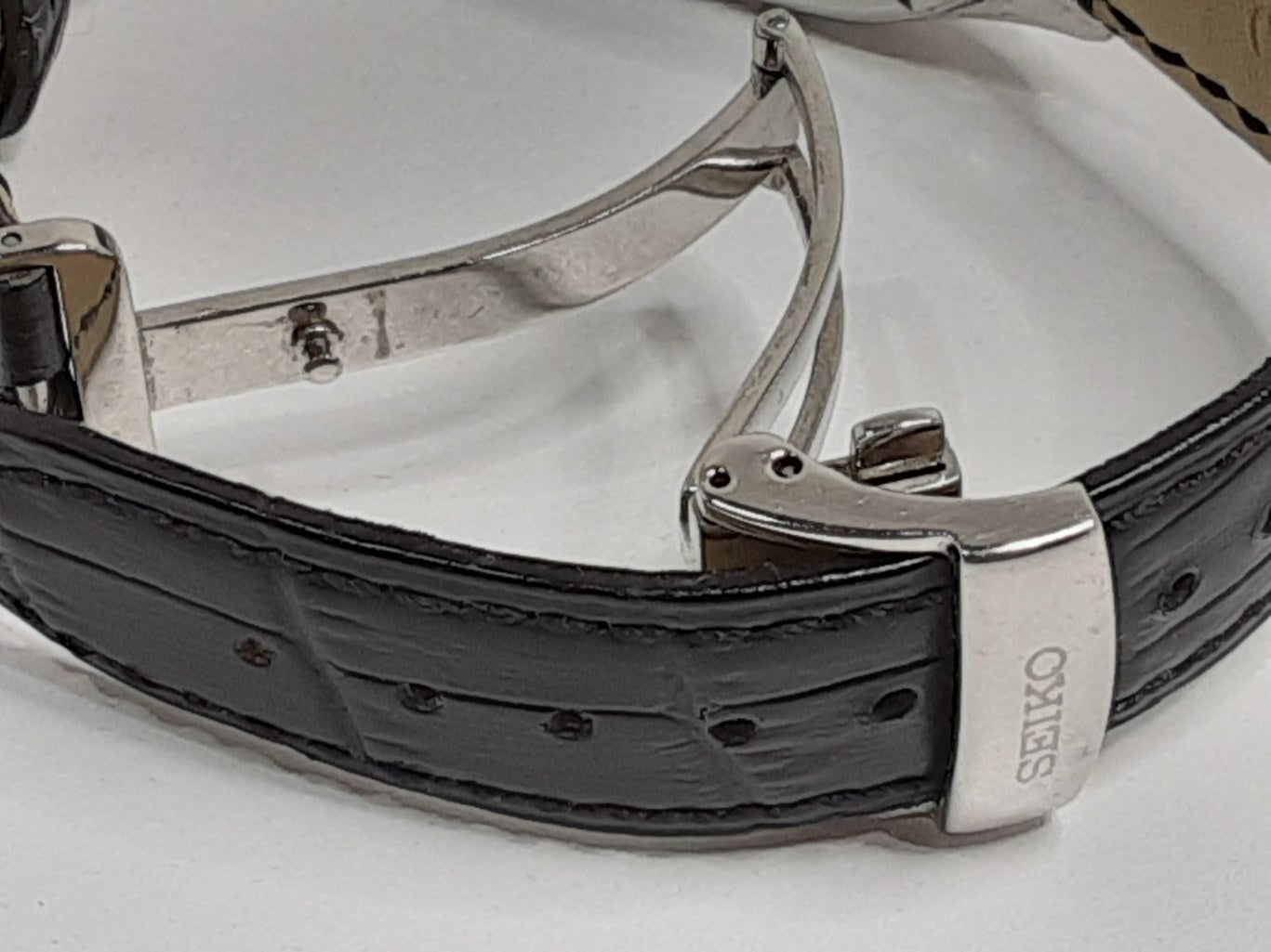 セイコー SEIKO ソーラー メンズ 腕時計 デイデイト V158-0BA0 白 ホワイト ブラック 黒 SS レザー ブレス アナログ クォーツ QZ  ウォッチ  【中古】【送料無料】 ht5549