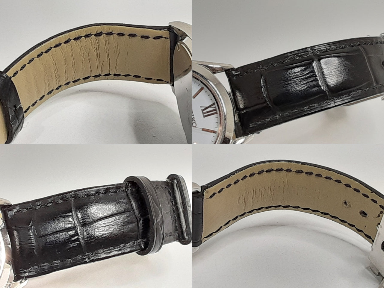 セイコー SEIKO ソーラー メンズ 腕時計 デイデイト V158-0BA0 白 ホワイト ブラック 黒 SS レザー ブレス アナログ クォーツ QZ  ウォッチ  【中古】【送料無料】 ht5549