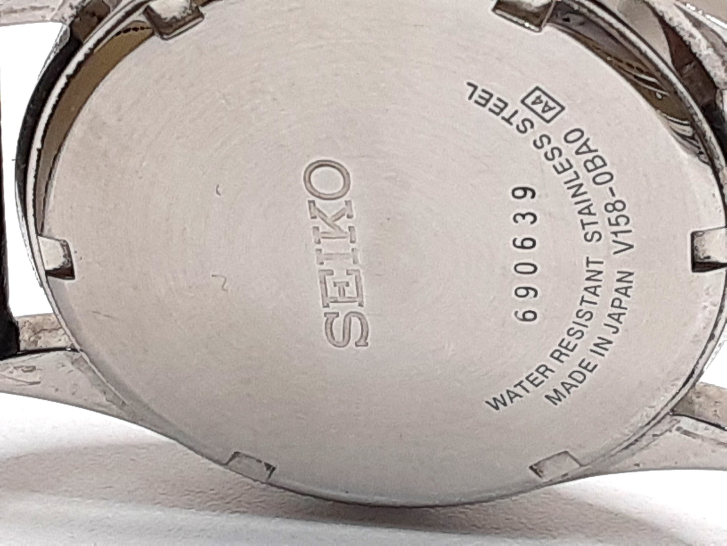 セイコー SEIKO ソーラー メンズ 腕時計 デイデイト V158-0BA0 白 ホワイト ブラック 黒 SS レザー ブレス アナログ クォーツ QZ  ウォッチ  【中古】【送料無料】 ht5549