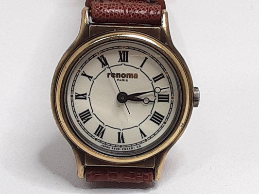 レノマ renoma レディース 腕時計 3630-365381 アイボリー ブラウン 茶 SS レザーブレス アナログ クォーツ QZ ファッション ウォッチ 【中古】【送料無料】 ht5552