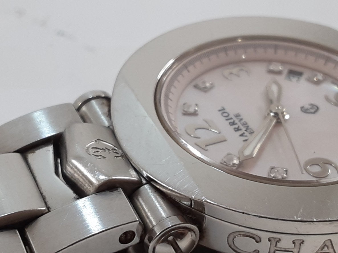 シャリオール CHARRIOL コロンブス 8P ダイヤ レディース 腕時計 デイト CCR30.1 ラウンド ピンク シェル シルバー SS ブレス アナログ クォーツ QZ ウォッチ COLVMBUS  【中古】【送料無料】 ht5554