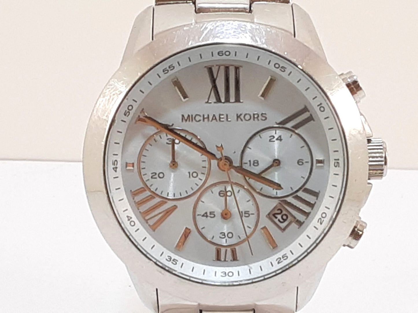 マイケルコース MICHAEL KORS クロノグラフ 腕時計 デイト MK6339 水色 ライト ブルー シルバー SS ブレス アナログ クォーツ QZ ウォッチ メンズ レディース 【中古】【送料無料】 ht5556