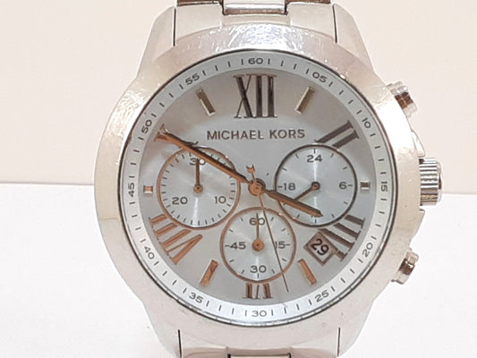 マイケルコース MICHAEL KORS クロノグラフ 腕時計 デイト MK6339 水色 ライト ブルー シルバー SS ブレス アナログ クォーツ QZ ウォッチ メンズ レディース 【中古】【送料無料】 ht5556