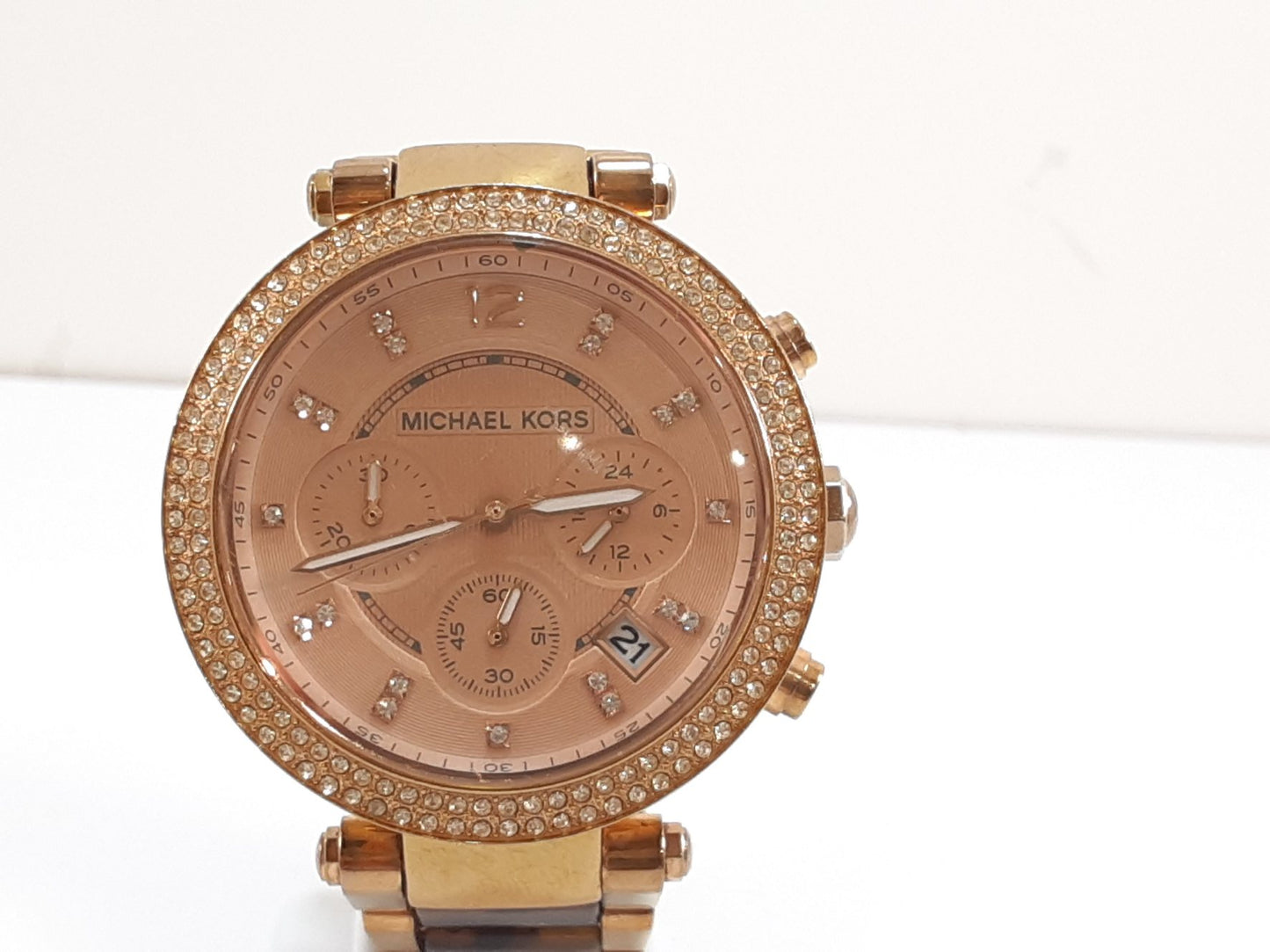 マイケルコース MICHAEL KORS パーカー クロノグラフ レディース 腕時計 デイト MK5538 ピンク ローズ ゴールド ブラウン 茶 SS GP アナログ クォーツ QZ ウォッチ PARKER 【中古】【送料無料】 ht5558