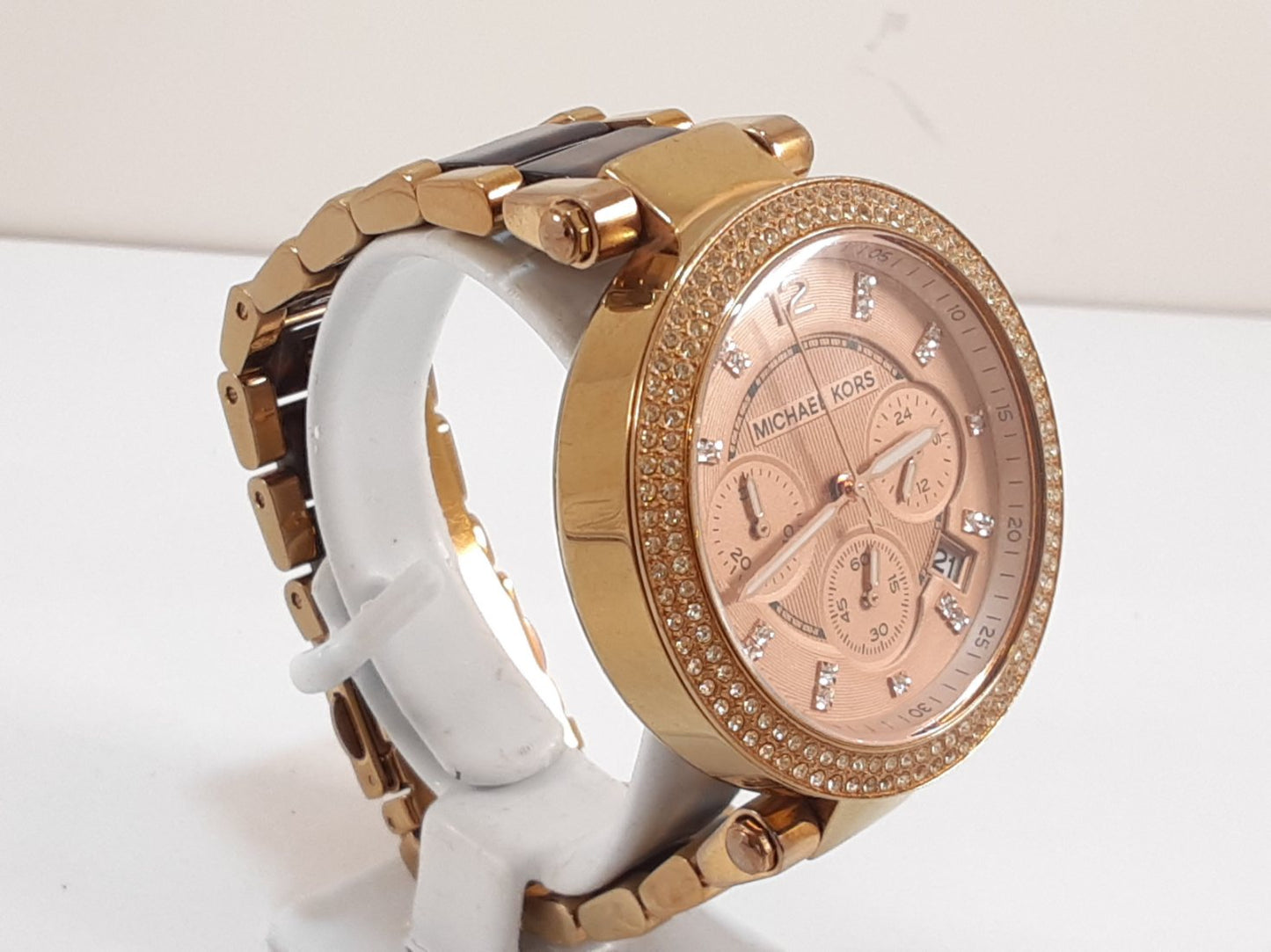 マイケルコース MICHAEL KORS パーカー クロノグラフ レディース 腕時計 デイト MK5538 ピンク ローズ ゴールド ブラウン 茶 SS GP アナログ クォーツ QZ ウォッチ PARKER 【中古】【送料無料】 ht5558
