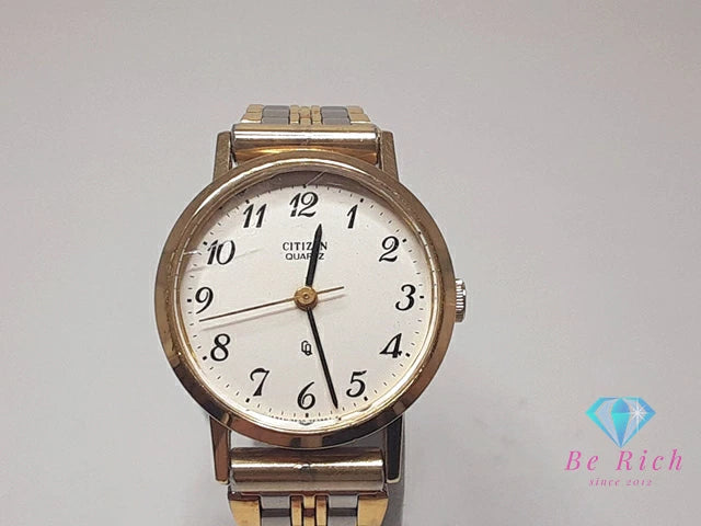 シチズン CITIZEN レディース 腕時計 4-752520 白 ホワイト シルバー ゴールド SS GP ブレス アナログ クォーツ QZ ウォッチ  【中古】【送料無料】 ht5559