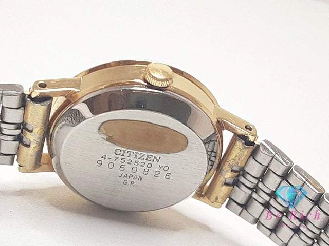 シチズン CITIZEN レディース 腕時計 4-752520 白 ホワイト シルバー ゴールド SS GP ブレス アナログ クォーツ QZ ウォッチ  【中古】【送料無料】 ht5559