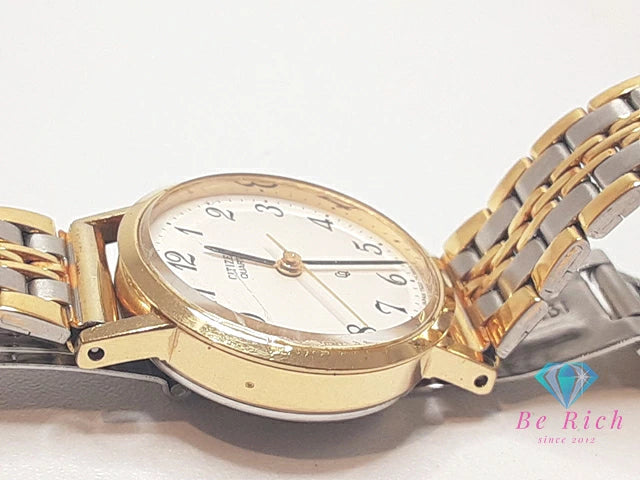 シチズン CITIZEN レディース 腕時計 4-752520 白 ホワイト シルバー ゴールド SS GP ブレス アナログ クォーツ QZ ウォッチ  【中古】【送料無料】 ht5559