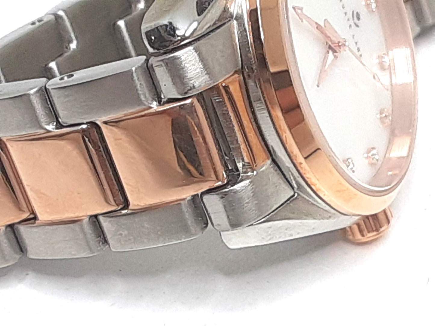 プライベート レーベル Private Label レディース 腕時計 デイト PL0139 白 ホワイト シェル ピンク ゴールド シルバー SS GP ブレス アナログ クォーツ QZ ウォッチ 【中古】【送料無料】ht5561