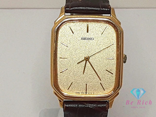 セイコー SEIKO メンズ 腕時計 5P31-5D8A スクエア ゴールド ブラウン 茶 SS レザー ブレス アナログ クォーツ QZ ウォッチ 【中古】【送料無料】 ht5562