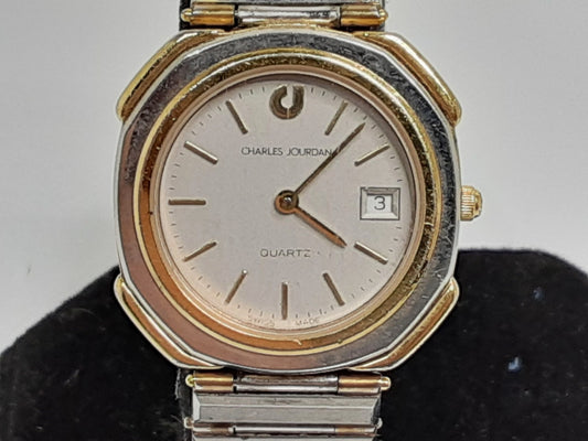 シャルル ジョルダン CHARLES JOURDAN レディース 腕時計 デイト 白 ホワイト SS GP ブレス アナログ クォーツ QZ ウォッチ 【中古】【送料無料】 ht5569