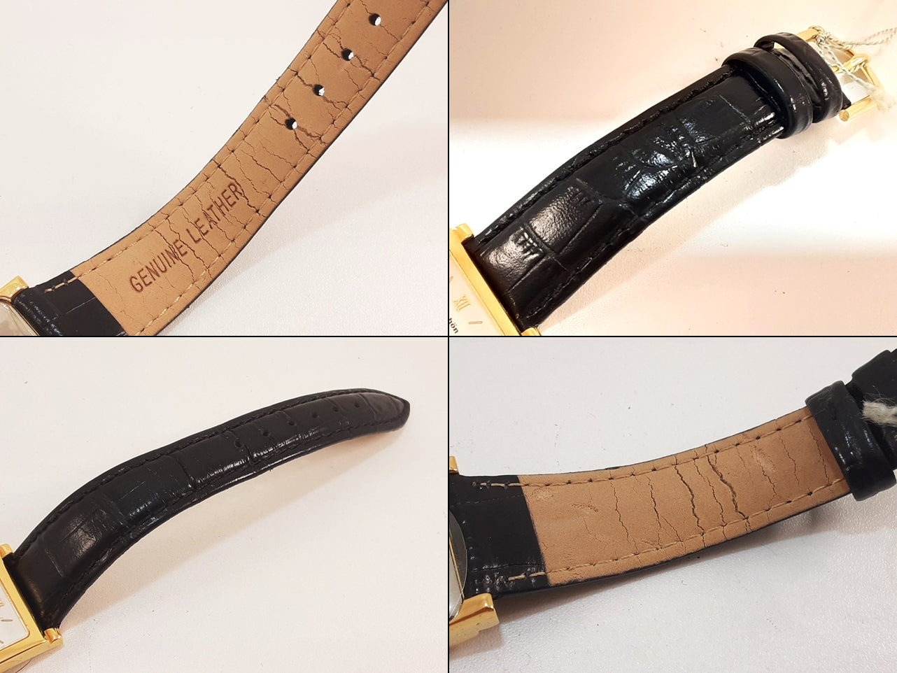 ミラショーン mira schon レディース 腕時計 スクエア 白 黒 ホワイト ブラック SS GP レザー アナログ クォーツ QZ ウォッチ 【中古】【送料無料】 ht5575