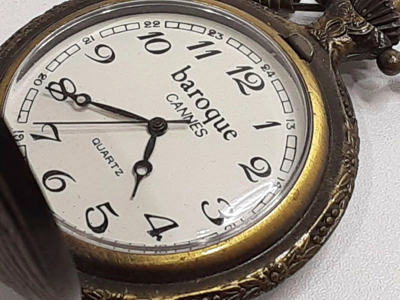 バロック baroque CANNES 懐中時計 ポケットウォッチ 白 ホワイト ゴールド SS GP アナログ クオーツ QZ ウォッチ 【中古】【送料無料】 ht5585