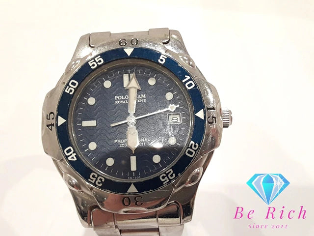 ロイヤル クイーンズ ポロ チーム Royal Queen's POLO TEAM メンズ 腕時計 SQ-201 紺 ネイビー シルバー SS ブレス アナログ クォーツ QZ ウォッチ 【中古】【送料無料】 ht5589