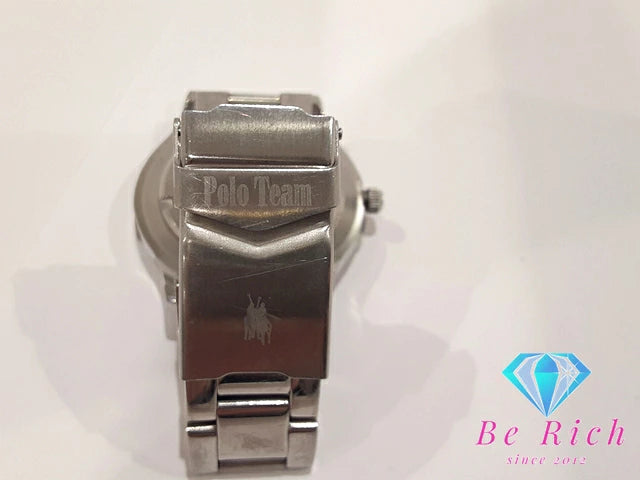 ロイヤル クイーンズ ポロ チーム Royal Queen's POLO TEAM メンズ 腕時計 SQ-201 紺 ネイビー シルバー SS ブレス アナログ クォーツ QZ ウォッチ 【中古】【送料無料】 ht5589